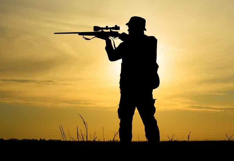 Hunter in Africa Aiming Silhouette 